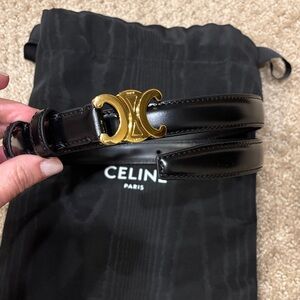 Celine Black Belt with Gold Buckle